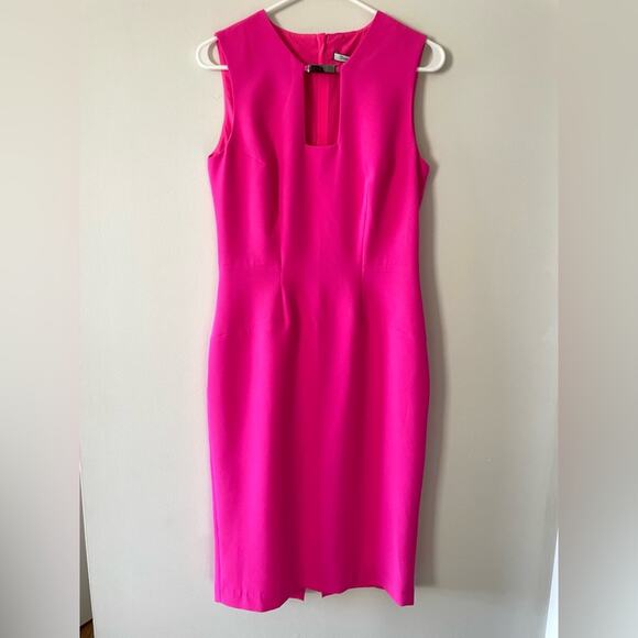 NWT New Debbie Shuchat Fuchsia Pink Bodycon Sheath Dress Size 8 - Picture 1 of 6